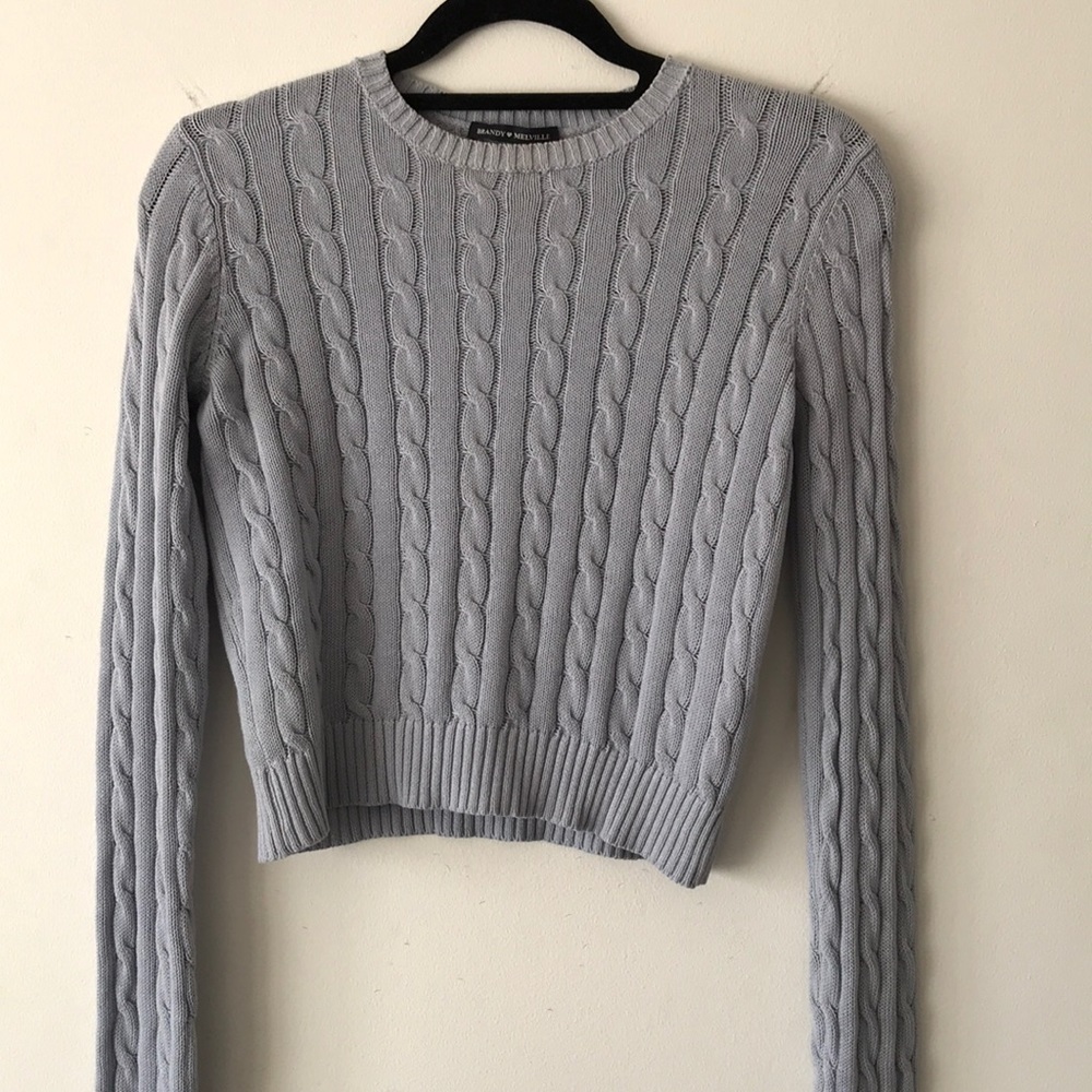 Brandy Melville Light Blue Cable Knit Sweater